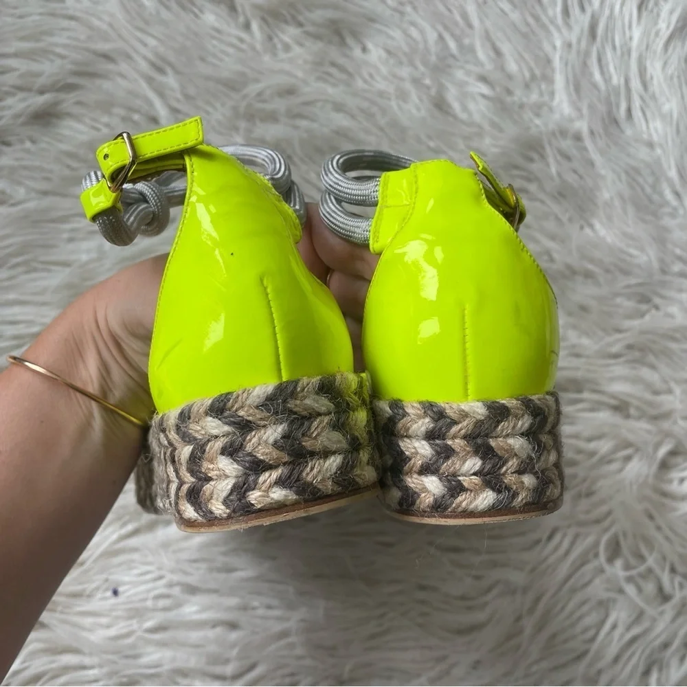 MALONE SOULIERS Simona Rope-Strap Yellow Patent Leather Espadrille Sandals 37.5